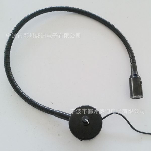 1W墙上固定底座上调光开关铬色软管壁灯LED床头可调光阅读台灯图片