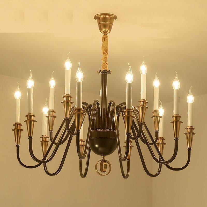 全铜美式乡村复古铜吊欧新古典艺术全铜灯田园美式客厅餐厅吊灯