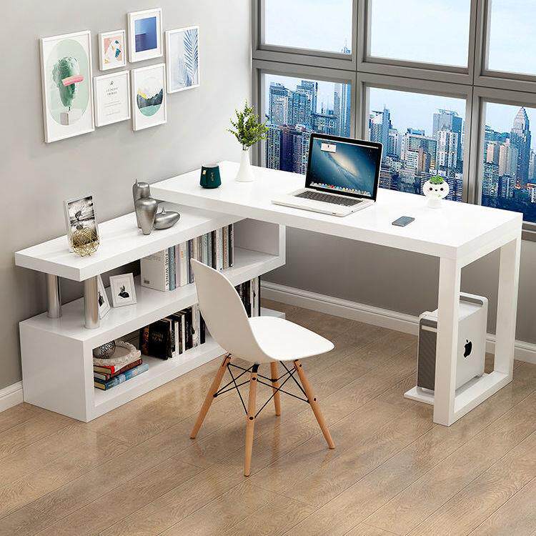 旋转电脑桌台式家用学生学习桌子转角办公写字台简约卧室书桌书架