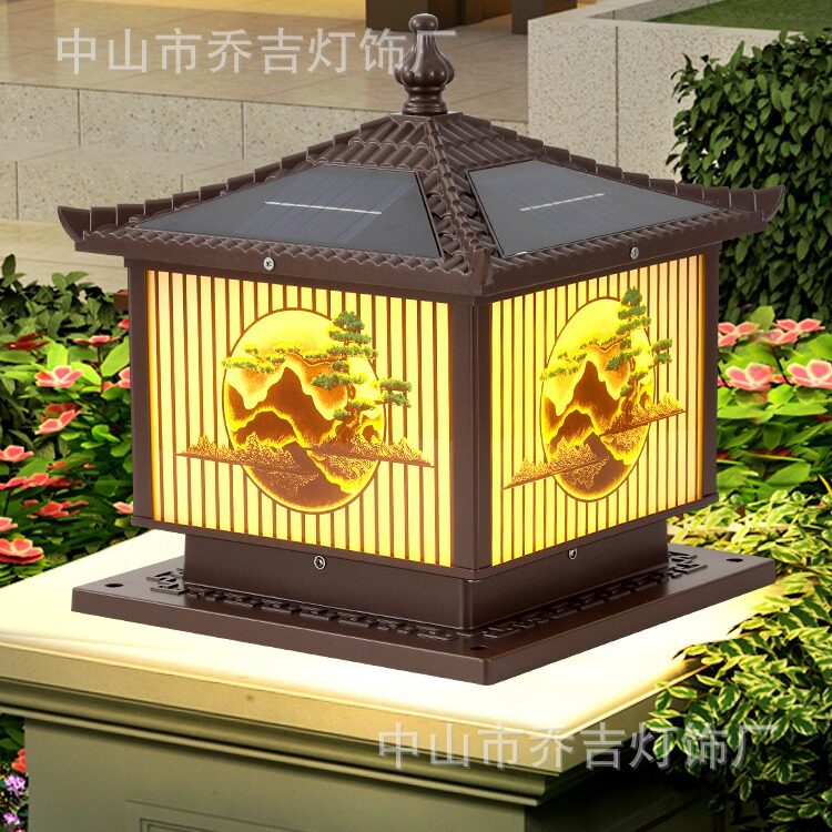 柱头灯户外防水太阳能别墅院子门柱灯景观装饰庭院围墙灯柱子灯