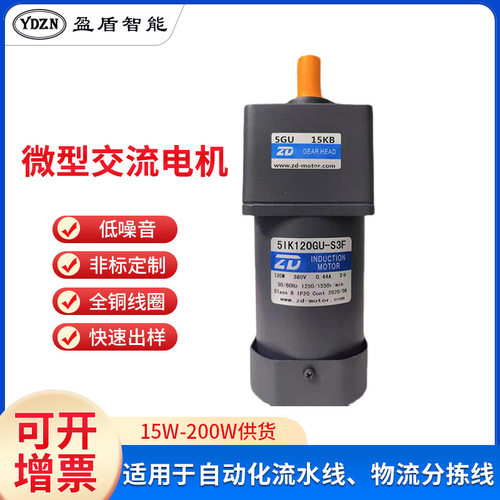 中大微型交流电机380V 120W 可调变速交流电机物流分拣线调速电机