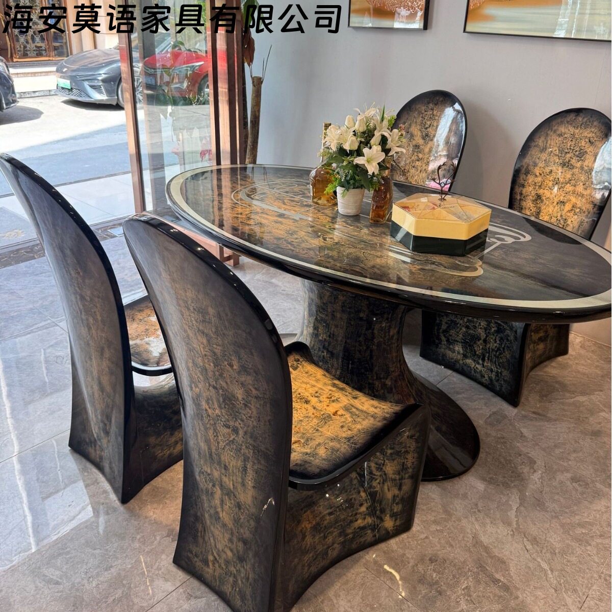 Bugatti布加迪跑车别墅大层平豪华椭圆餐桌餐台餐高端意式轻奢