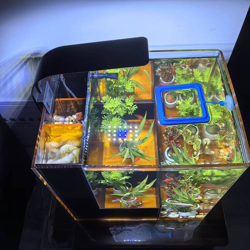 亚克力透明鱼缸生态造景饲养缸加厚水景金鱼缸家用客厅观赏摆件