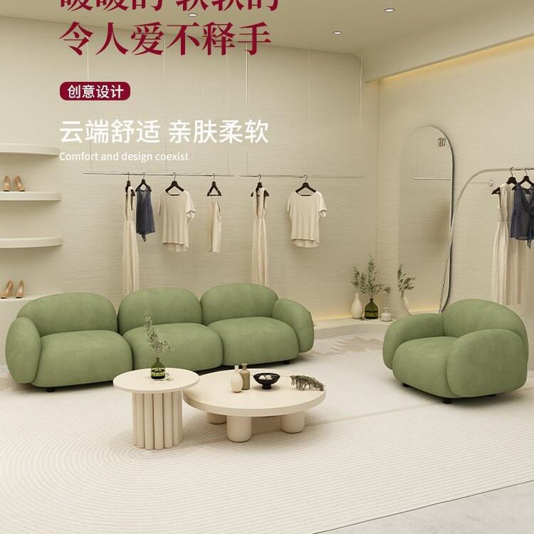北欧布艺高弹海绵单人长条沙发