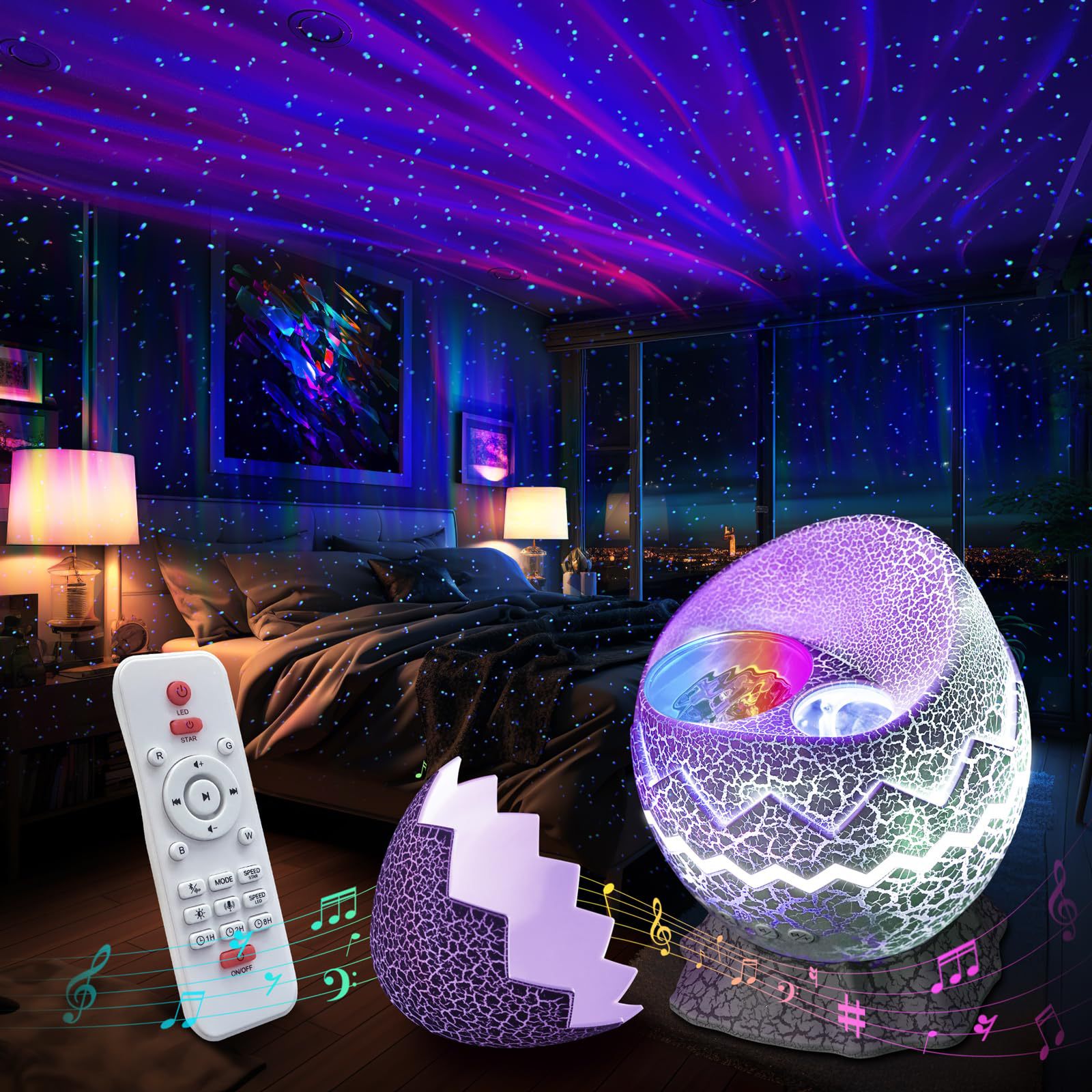 星形投影水波纹蓝牙音箱小夜灯