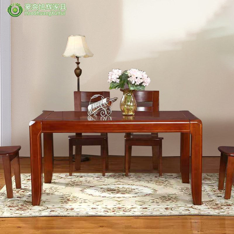 实木餐桌椅组合长方形餐桌饭桌香樟木小户型家用1米5全实木桌子