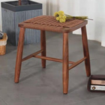 编织凳子化妆凳实木钩编凳子家居用品凳子餐凳餐椅木质编织麻绳凳