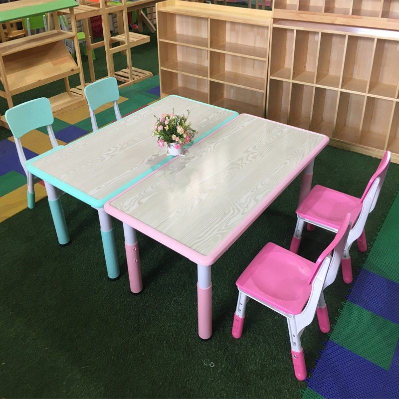 幼儿园画画涂鸦学习桌培训课桌长方型六人桌子儿童书桌升降桌椅绘