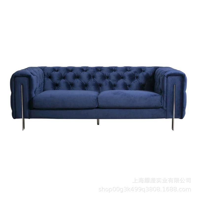 简约现代客厅时尚高端酒店布艺软包拉扣三人沙发定制家具