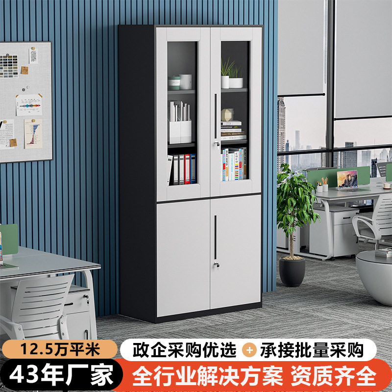 钢制文件柜办公柜铁皮柜办公室放杂物柜子档案柜储物柜铁艺柜