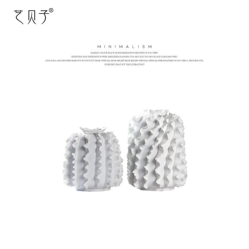 艺贝子极简手工拈花创意陶瓷花瓶样板房间摆件客厅白色装饰品花器