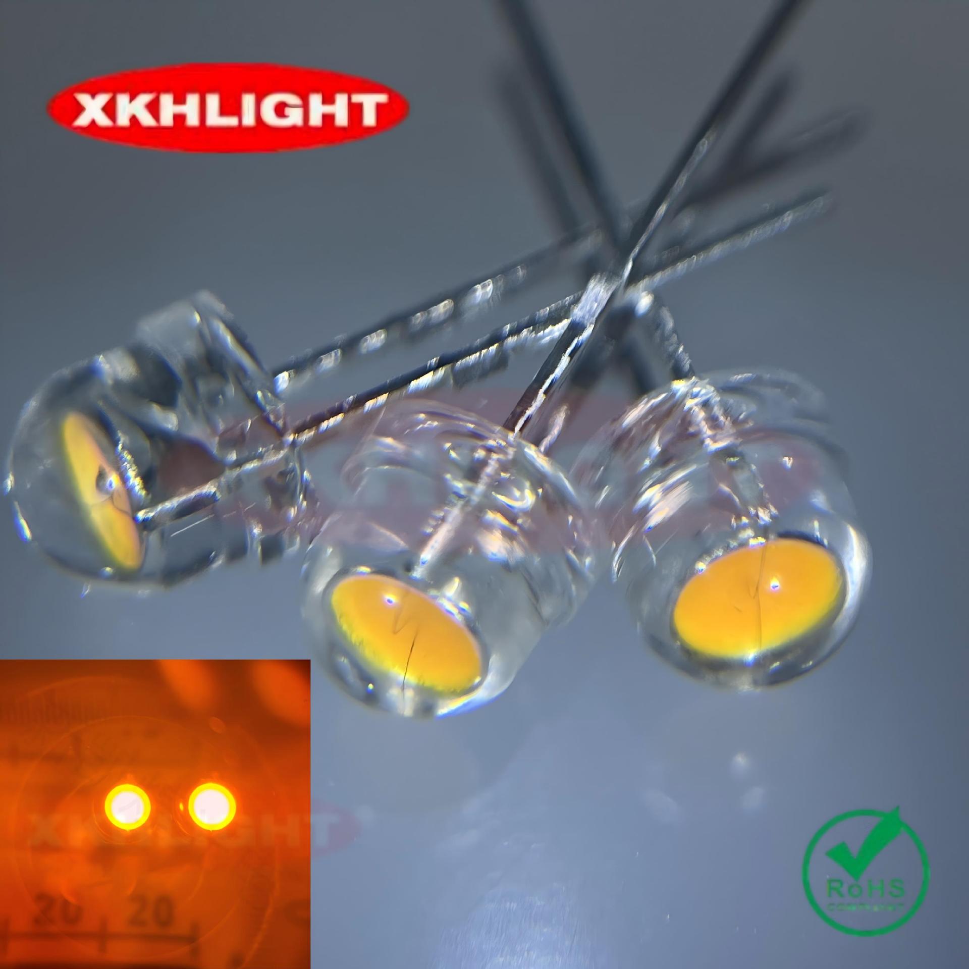 LED草帽金黄光灯珠草帽桔黄色直插灯珠草帽金黄色发光二极管4.8MM