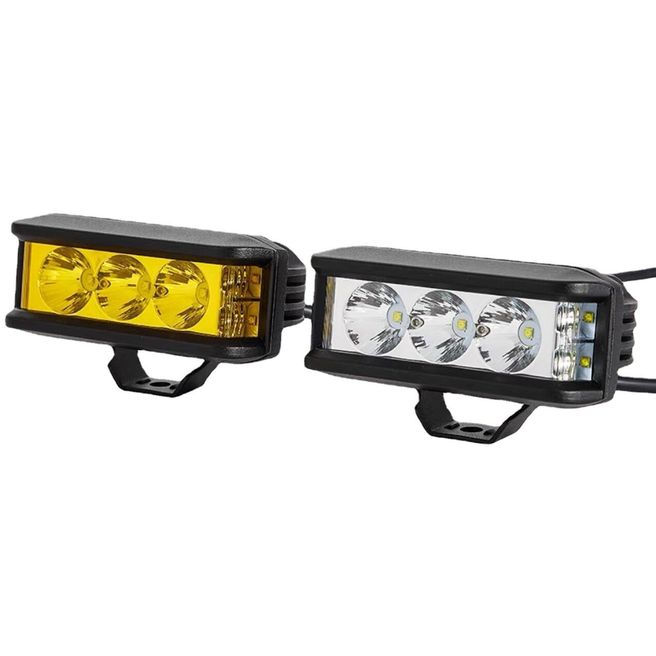 摩托车射灯汽车LED超亮35w三面发光黄光雾灯12V24V通用防水爆闪灯