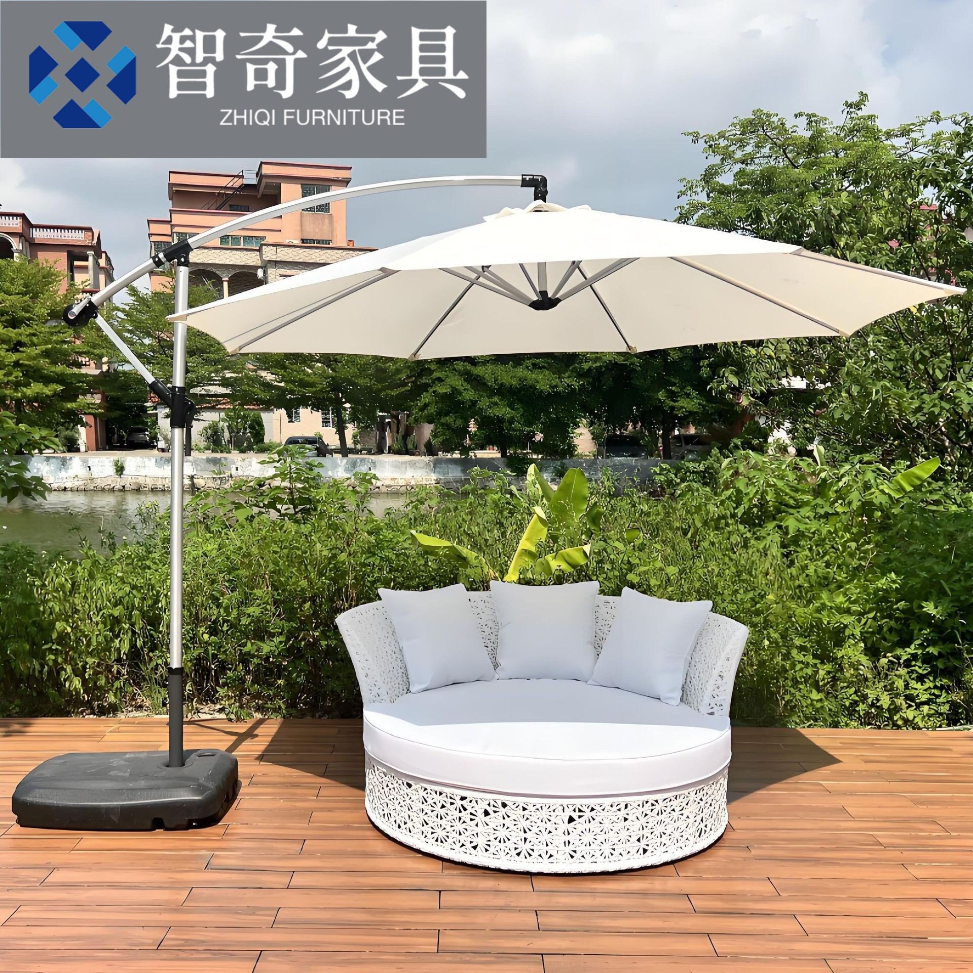 户外休闲藤编沙发室外庭院花园泳池海边躺床阳台露台防水防晒家具