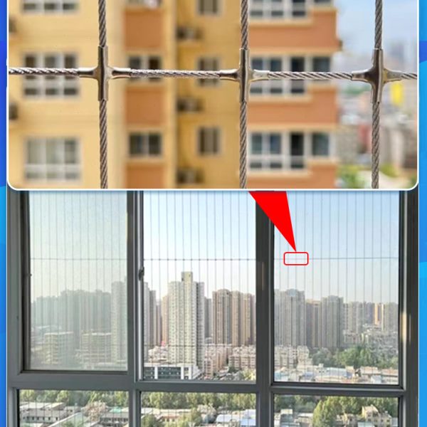 西安咸阳市不锈钢隐形儿童防护网防盗窗栏杆窗户楼梯连廊学校走廊