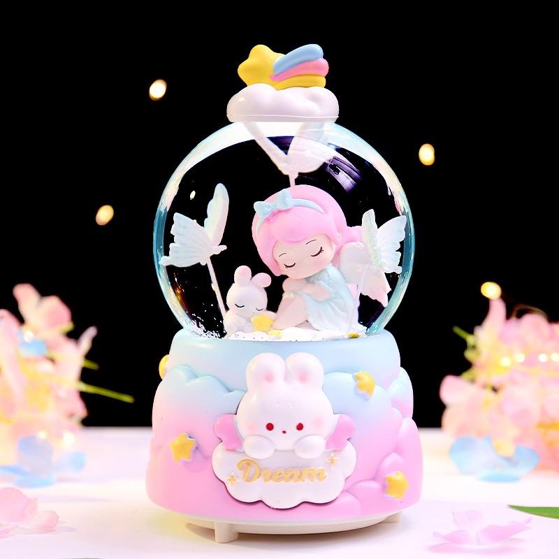 梦幻音乐水晶球梦蝶卡通创意水球八音盒旋转飘雪女生礼品摆件创意