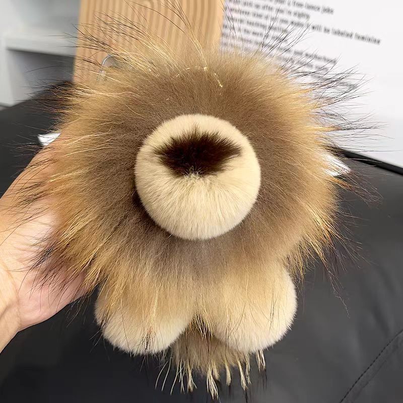 獭兔毛小狮子包包挂件貉子毛狮子辛巴挂饰可爱毛绒公仔汽车钥匙扣