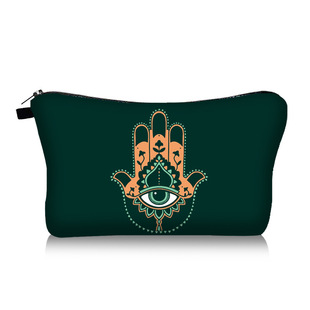 土耳其蓝眼睛化妆包Evil Eye恶魔之眼手拿包法蒂玛之手印花收纳包