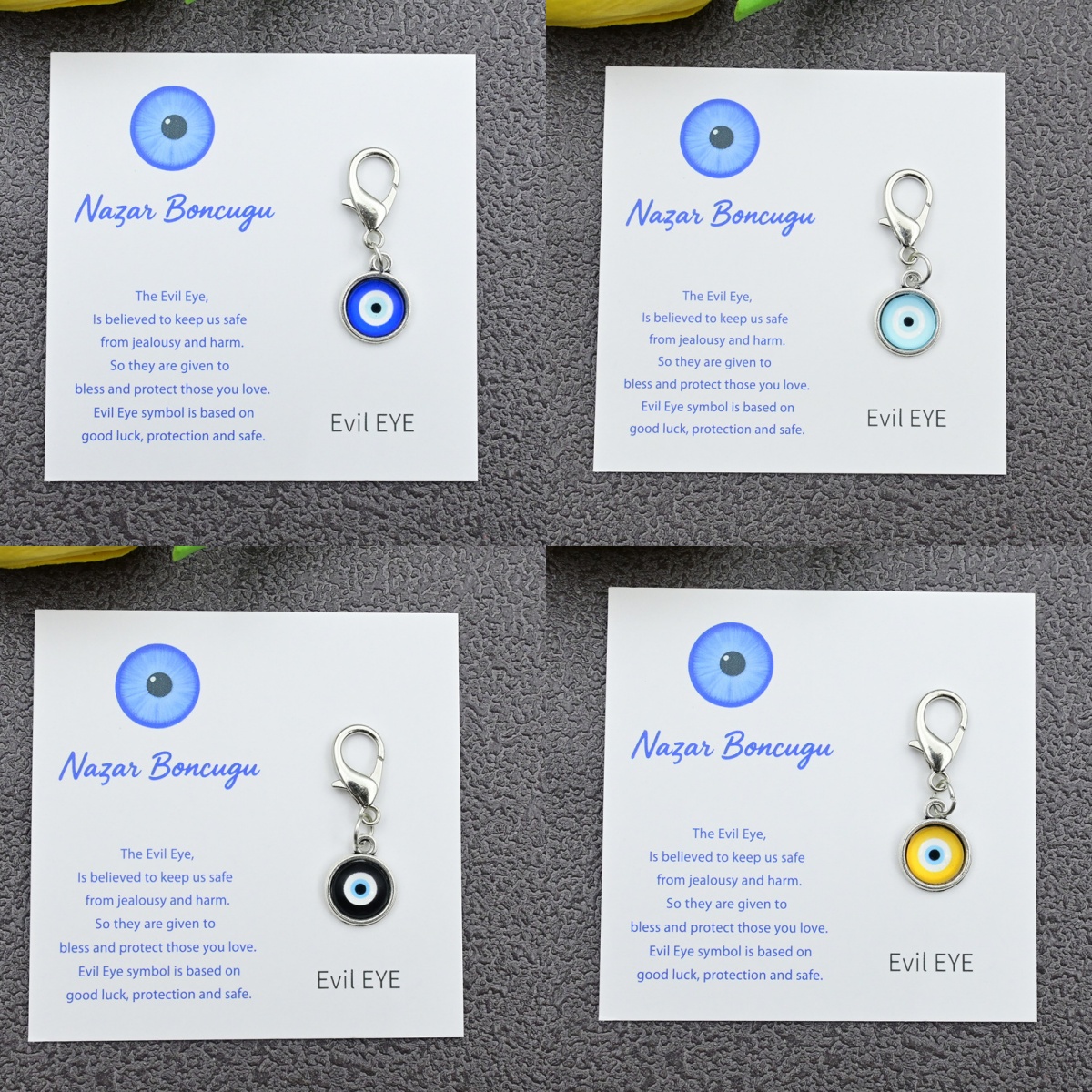 2条装好运卡土耳其蓝眼睛钥匙扣