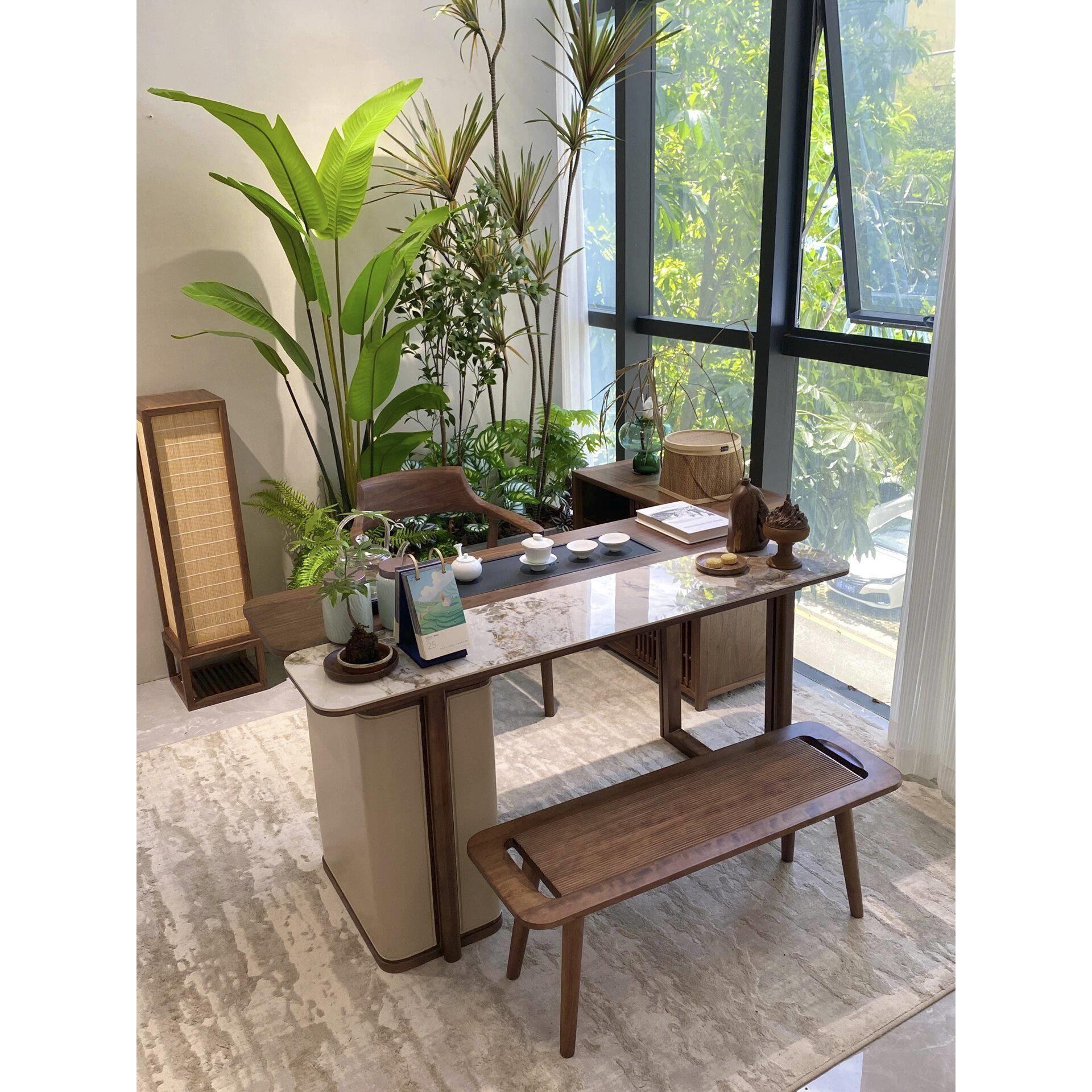 北美黑胡桃木新中式实木茶几迷你休闲家用阳台移动小型茶桌茶台桌