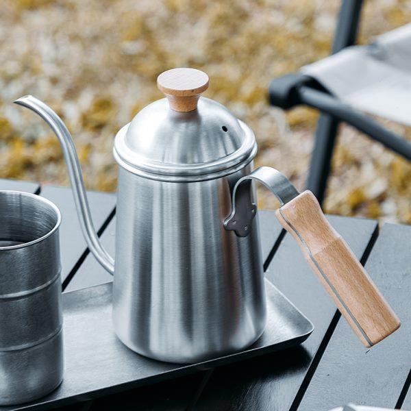 in不锈钢c套装650野营l烧水壶防烫B柄oom手冲咖啡壶户外咖啡壶木