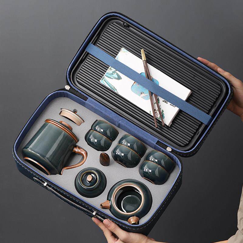 旅行茶具小套装家用户外轻奢高档功夫泡茶壶茶盘办公简约2023新款