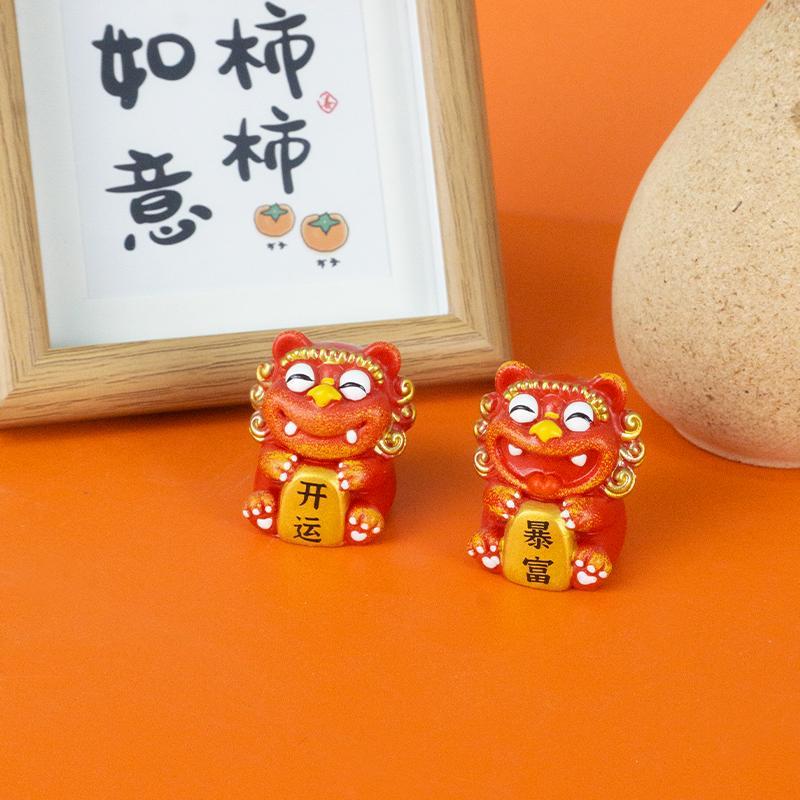 狮三百丨狮开运 可爱小狮子摆件好运接收生日礼物卡通桌面装饰