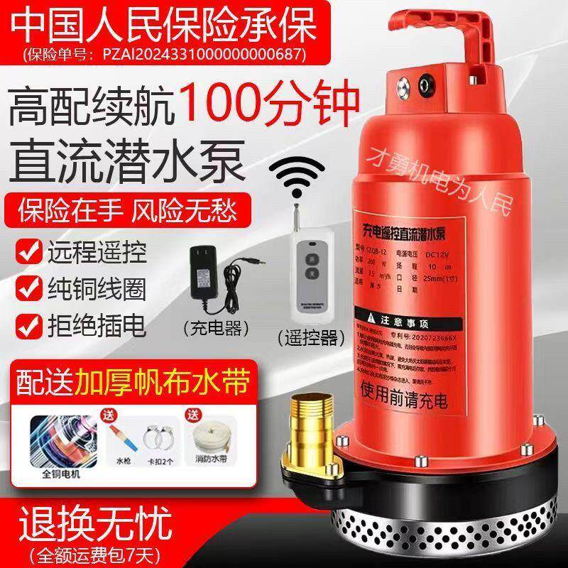 遥控开 关锂电潜水泵无线 线充电式小型12V农田灌溉浇菜直流抽水