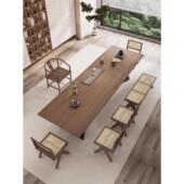 极简实木茶几办公室功夫茶几咖啡桌大灰现代风格 茶几椅子组合