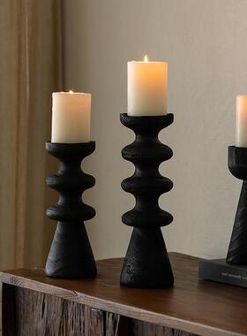 侘寂风复古烛台摆件民宿酒店客厅餐桌装饰品创意蜡烛台浪漫小夜灯