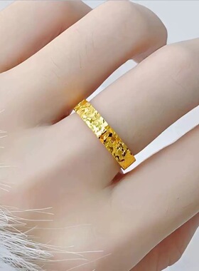 金色 戒指碎碎冰冰戒指爆闪沙金仿真小众高级感轻奢ins风素圈指环