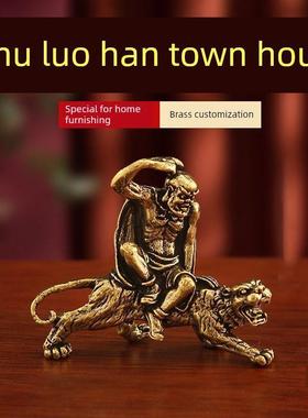 纯黄铜Vohu罗汉屋顶装饰镇屋金属铜像大十八罗汉佛像石像桌面