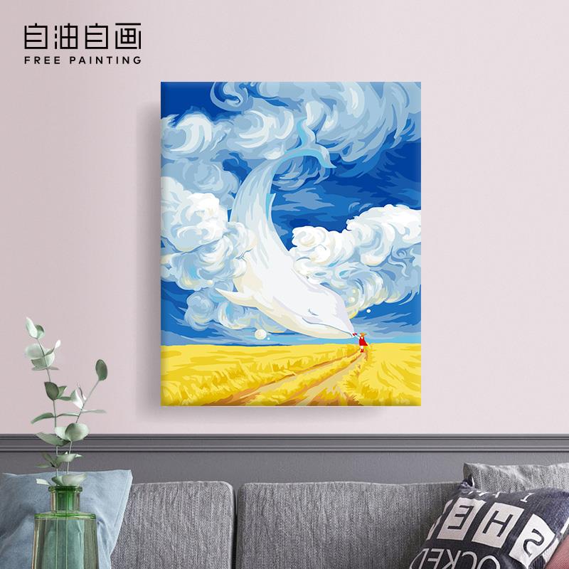 自油自画diy手绘数字油彩画卧室客厅儿童书房大幅卡通动漫装饰画