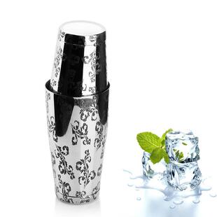 304不锈钢刻花波士顿双厅调酒壶雪克壶摇酒壶酒吧调酒工具