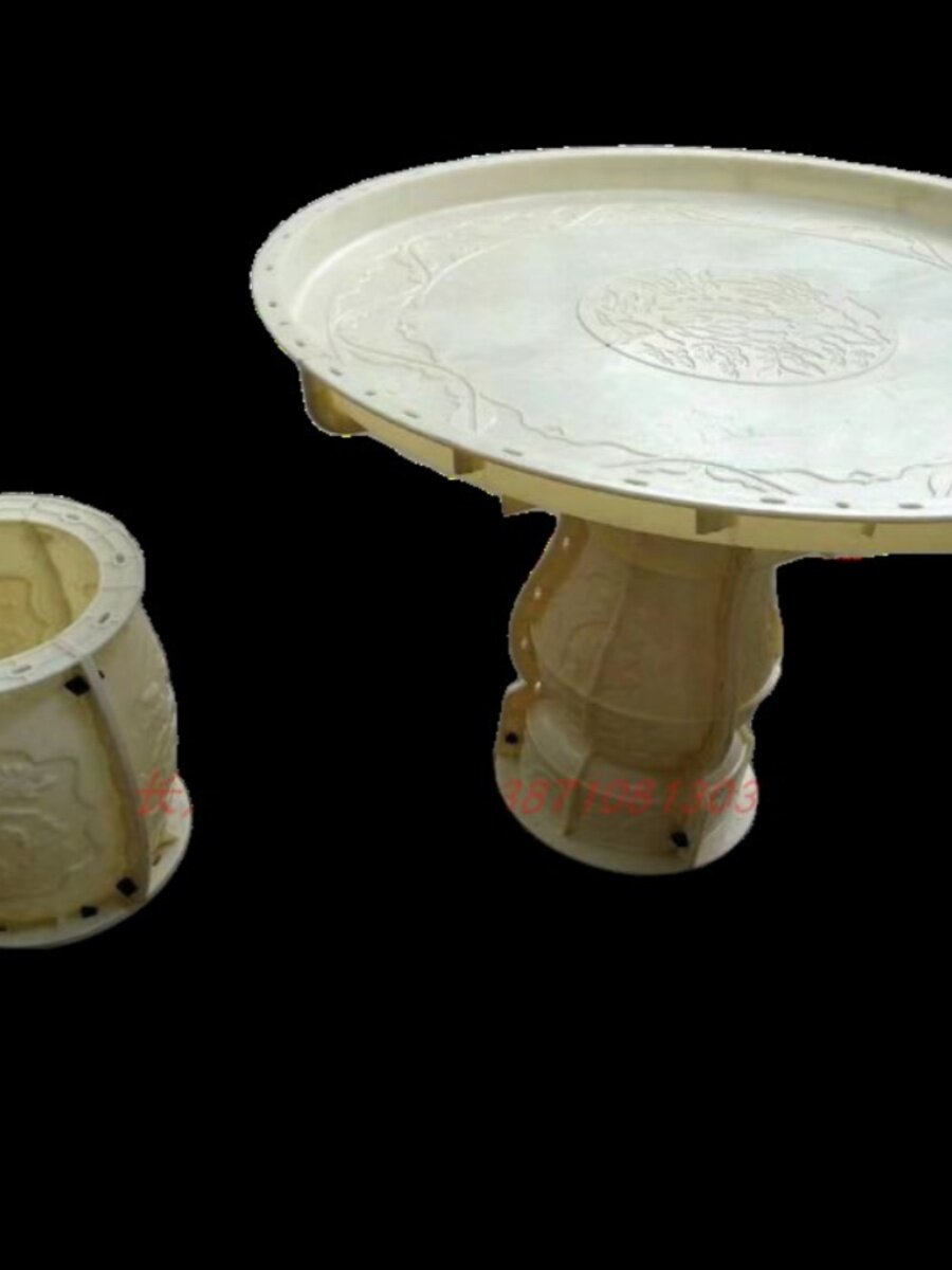 仿古水泥桌子模具庭院水泥桌椅凳子塑钢模型圆形花园仿石混泥土磨