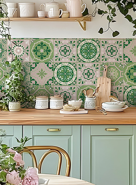 春日迟迟| 复古摩洛哥风格厨房瓷砖贴画遮丑补洞翻新贴纸防水加厚