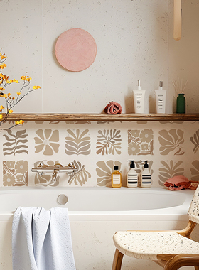 Matisse马蒂斯卫生间浴室仿瓷砖贴纸复古花卉厨房防水墙贴遮丑
