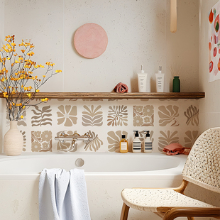 Matisse马蒂斯卫生间浴室仿瓷砖贴纸复古花卉厨房防水墙贴遮丑