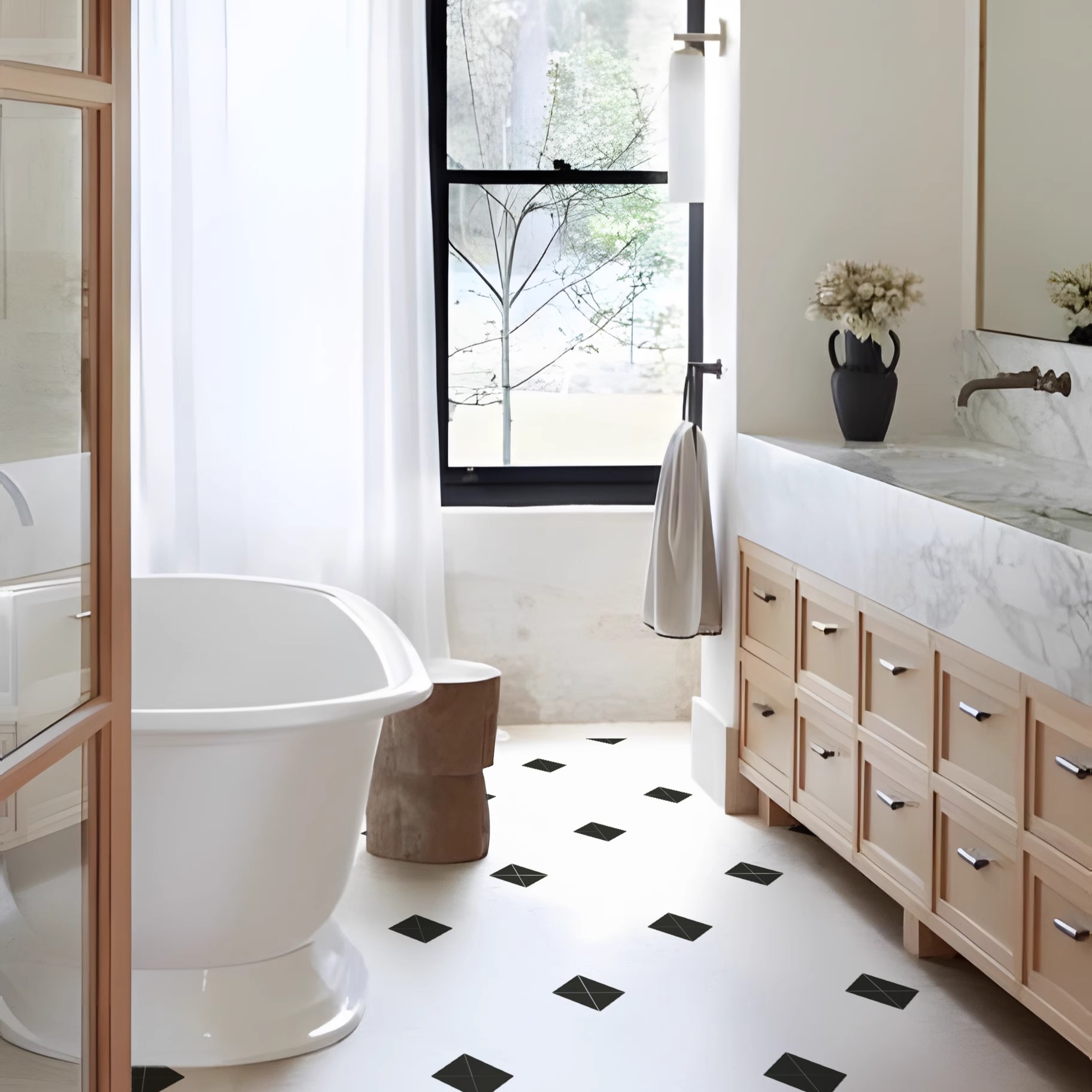 春日迟迟丨复古卫生间维多利亚时代地面贴纸仿瓷砖墙贴房间遮丑