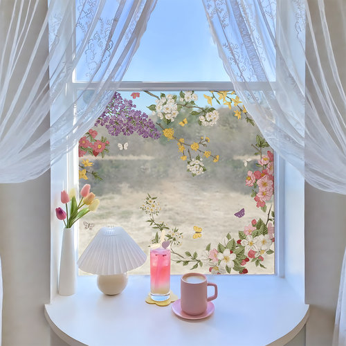 紫丁香静电贴玻璃门装饰窗贴