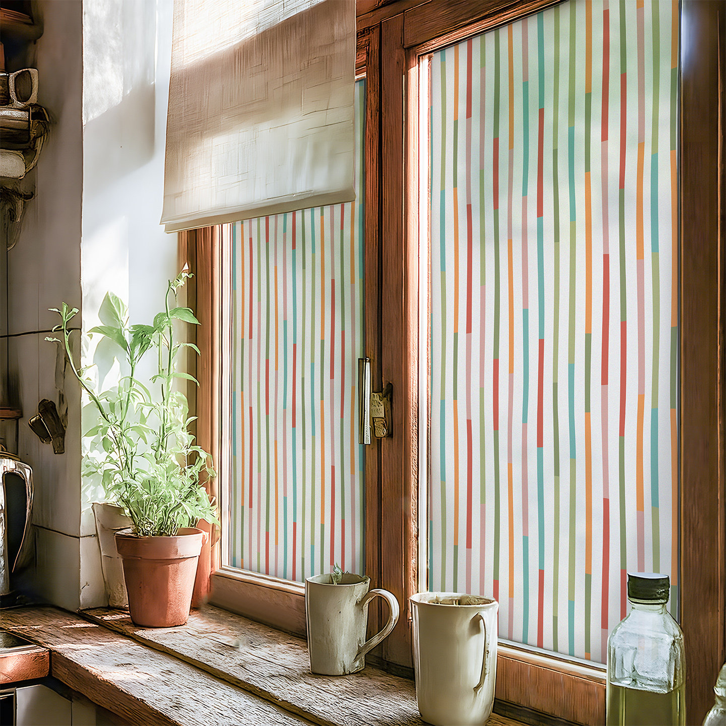 日式复古窗户玻璃贴纸多巴胺卧室高级感窗花卫生间浴室透光不透明