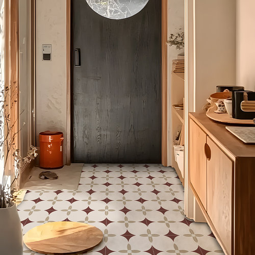 玄关入户门地砖贴纸法式复古仿花砖地面翻新贴自粘防水耐磨地板贴