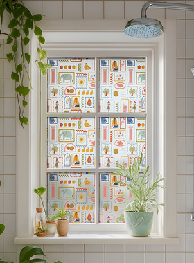 法式多巴胺玻璃贴纸透光不透明卫生间窗户贴膜防窥高级感厕所移门