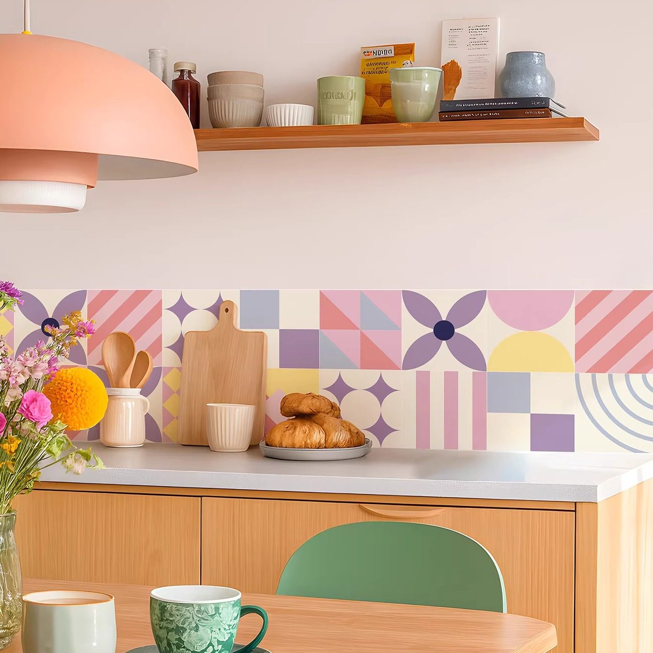 ins风厨房防油贴纸可爱几何灶台耐高温墙贴洗手台乳胶漆墙面贴纸,家居饰品,瓷砖贴,淘宝优惠券,粉丝福利购,淘宝优惠卷