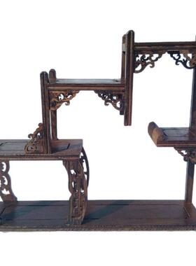 鸡翅木小博古架实木多宝阁紫砂茶壶茶具架子摆件花架木托置物架