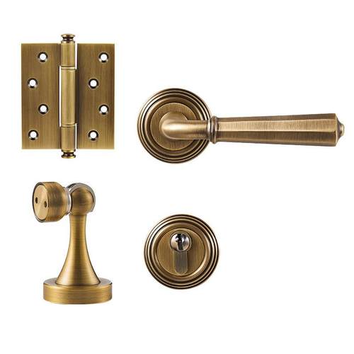 轻奢分体门锁黄铜法式复古静音磁吸卧室内房门实木门把手锁具