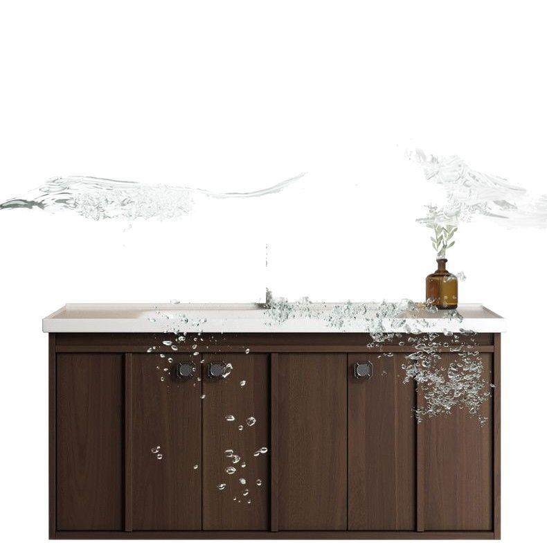 网红新中式实木浴室柜组合卫生间胡桃色洗漱台陶瓷一体盆洗脸洗手,家装主材,浴室柜,淘宝优惠券,粉丝福利购,淘宝优惠卷