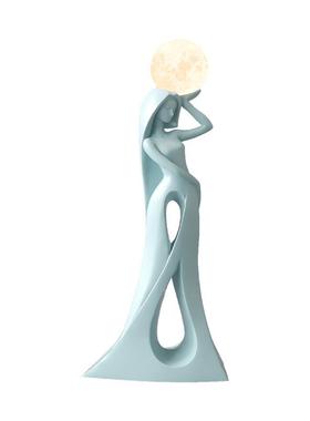 轻奢艺术女孩摆件家居装饰品高级感小众玄关酒柜工艺品卧室小夜灯