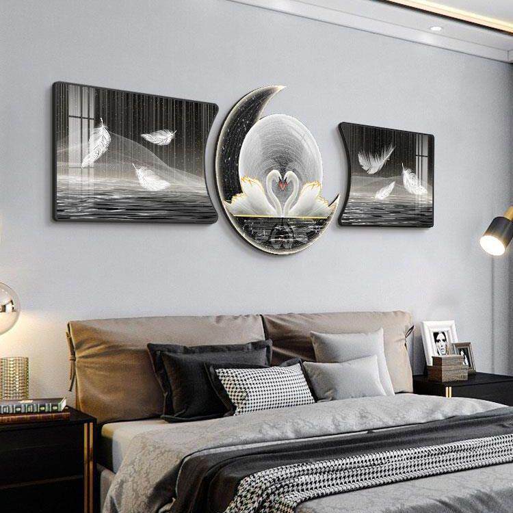 现代轻奢床头装饰画卧室背景墙挂画高级感主卧房间壁画简约客厅画