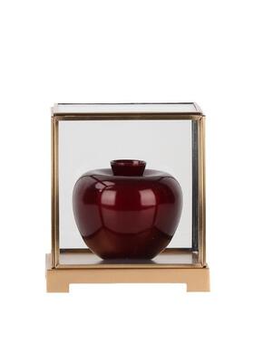 创意新中式现代透明罩子红色抽象平安果摆件别墅样板间售楼处饰品